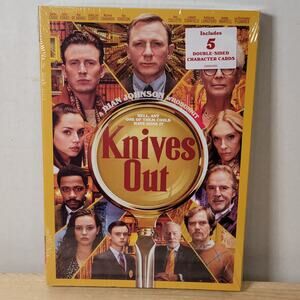 DVD Knives Out w/ Dust Cover + 5 Double- Sided Character Cards NEW / SEALED